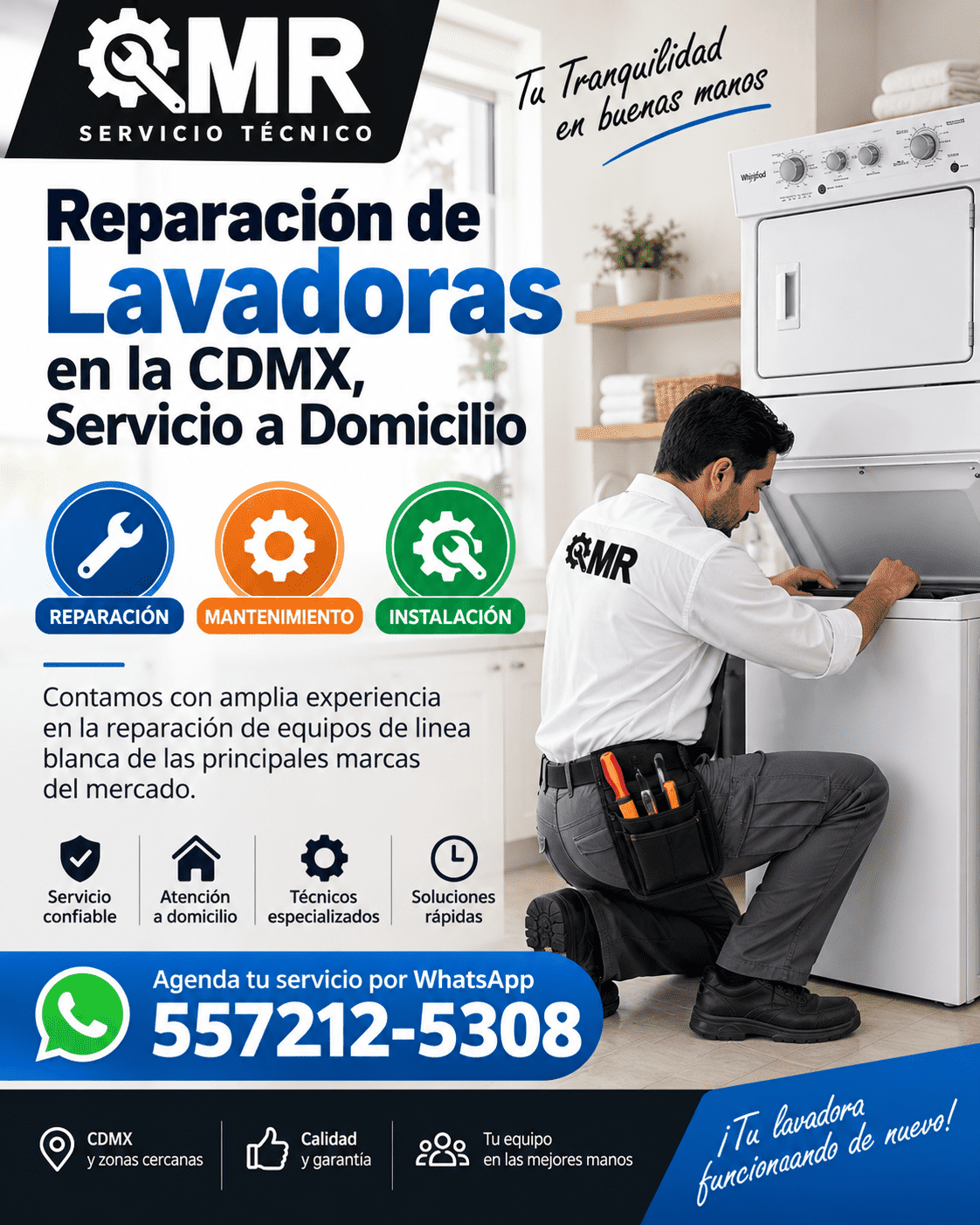 REPARACIÓN URGENTE DE LAVADORAS EN CDMX A DOMICILIO