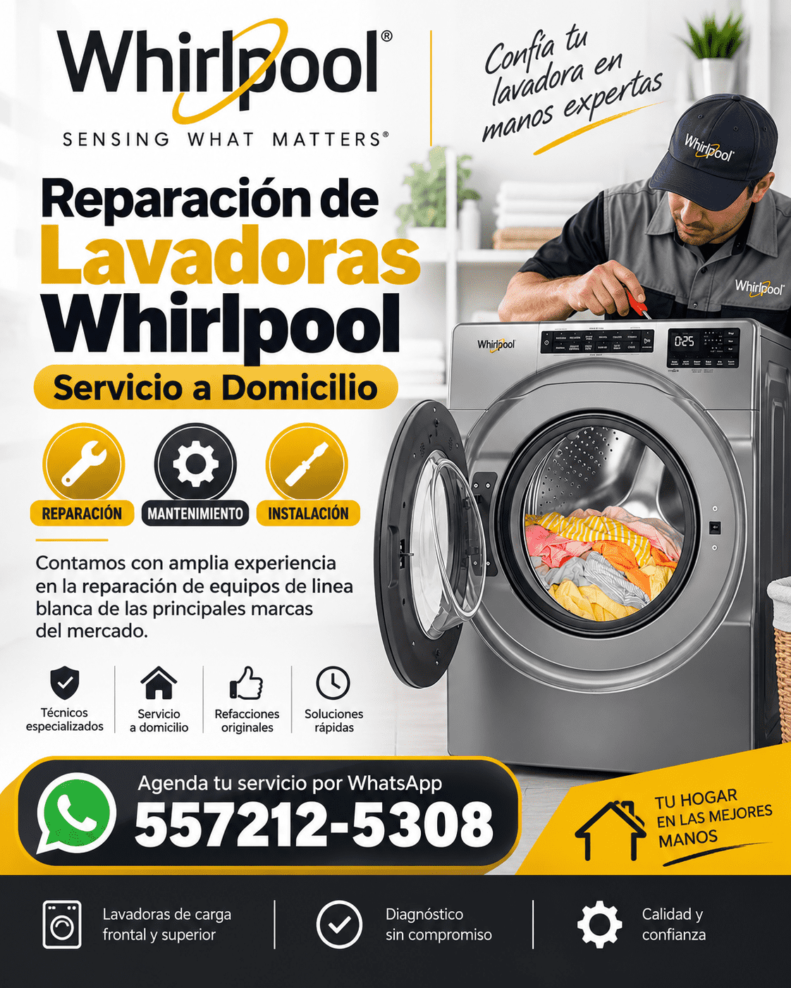 REPARACIÓN URGENTE DE LAVADORAS WHIRLPOOL EN CDMX A DOMICILIO